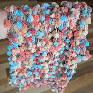 Colorful Pom Pom Crochet Infinity Scarf